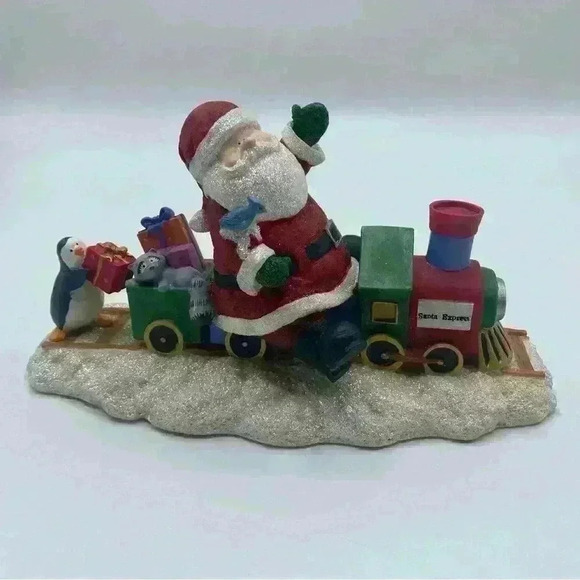 Santa’s Village “The Santa Express” Santa riding a train with toys,  Russ Berrie - Picture 1 of 5